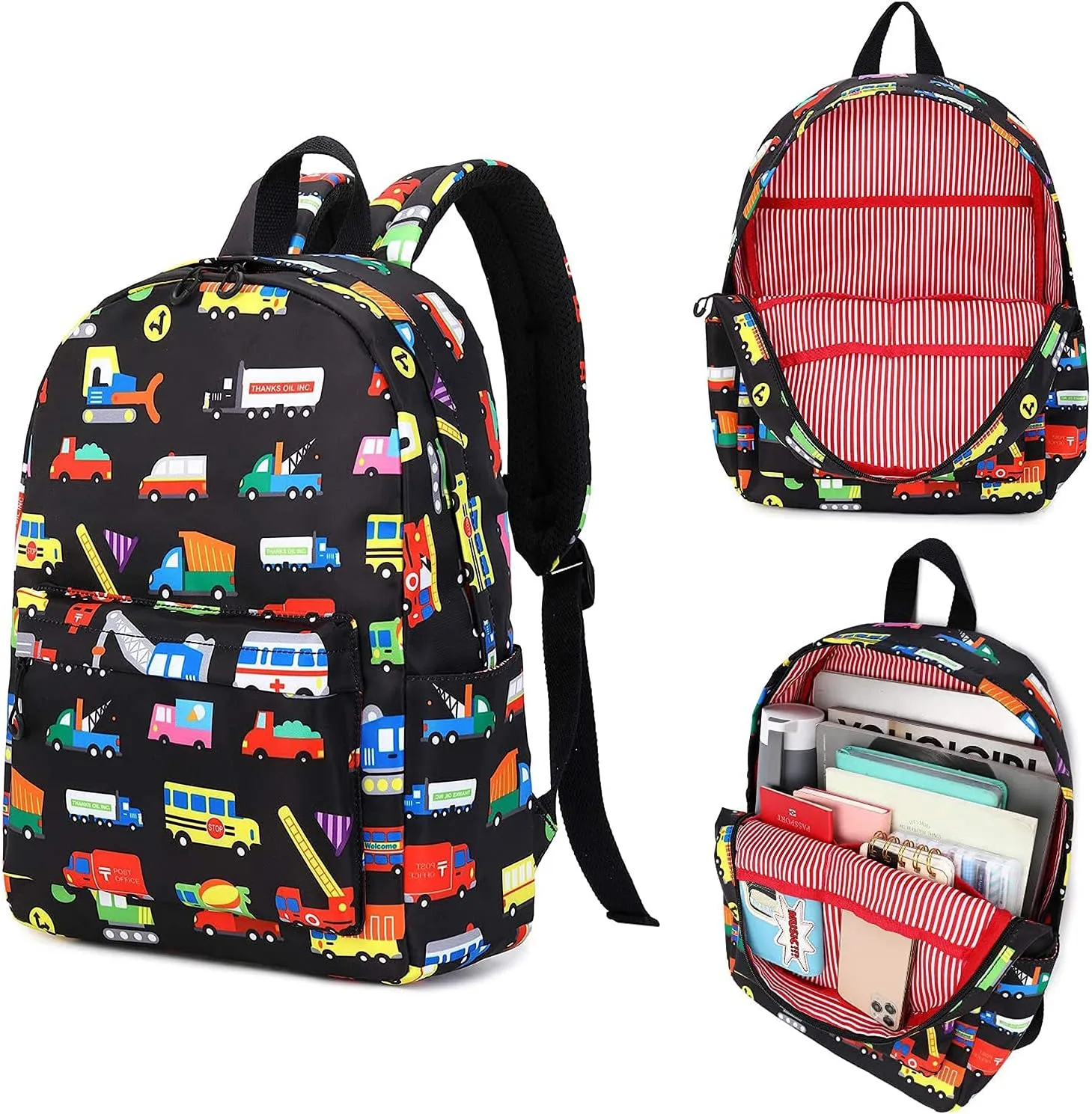 Preschool Backpack Kids Kindergarten School Book Bags for Elementary Primary Schooler (Truck Black) Medium