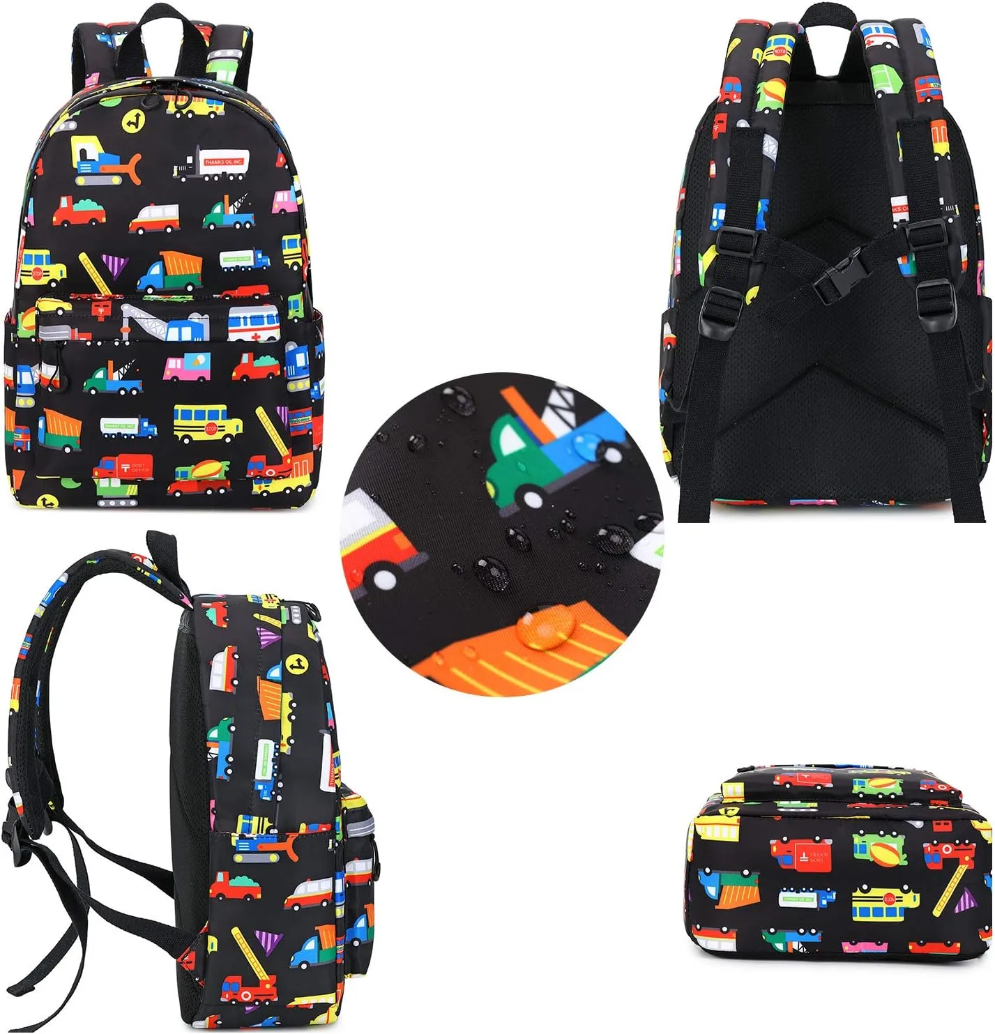 Preschool Backpack Kids Kindergarten School Book Bags for Elementary Primary Schooler (Truck Black) Medium