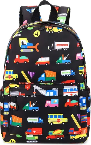 Preschool Backpack Kids Kindergarten School Book Bags for Elementary Primary Schooler (Truck Black) Medium