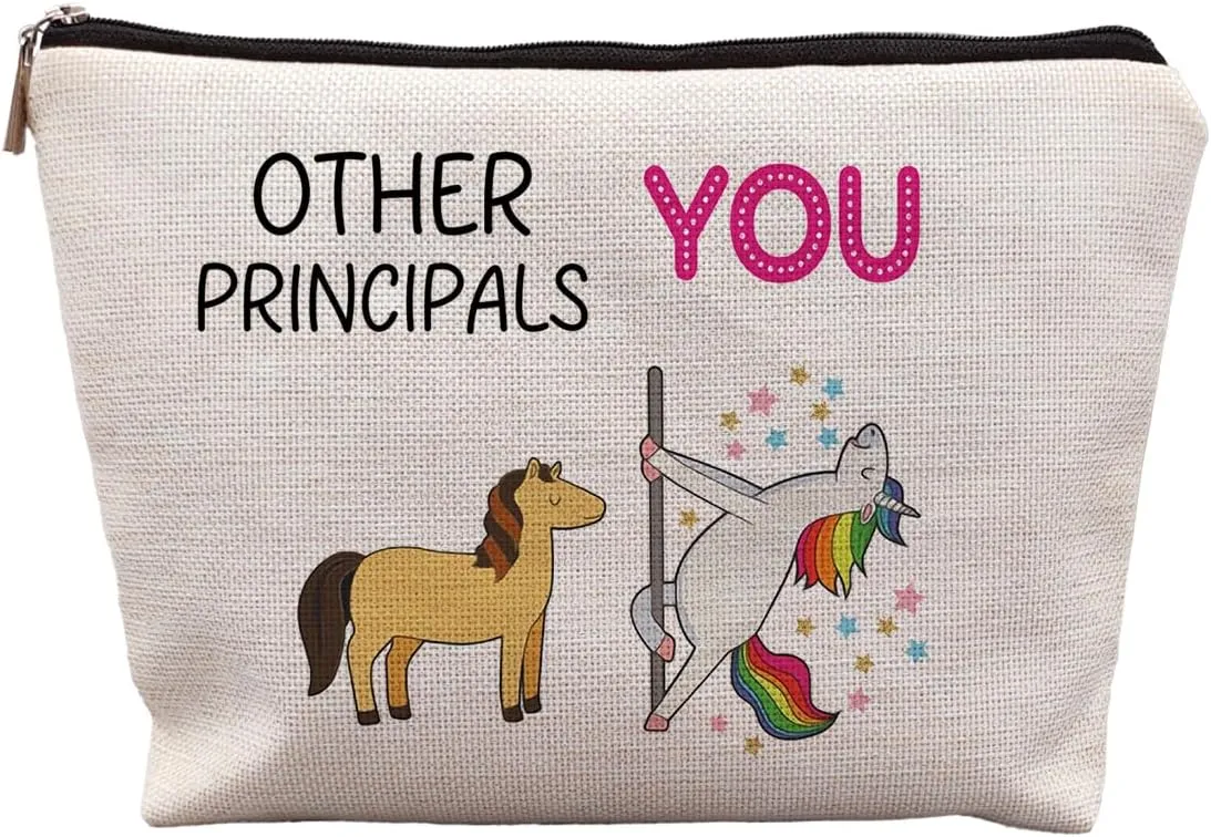 Principal Gifts for Women Canvas Makeup Bag, Best Principal Gifts Cosmetic Bag, Gifts for School Principals, Principal Appreciation Gifts, Other Principals and You
