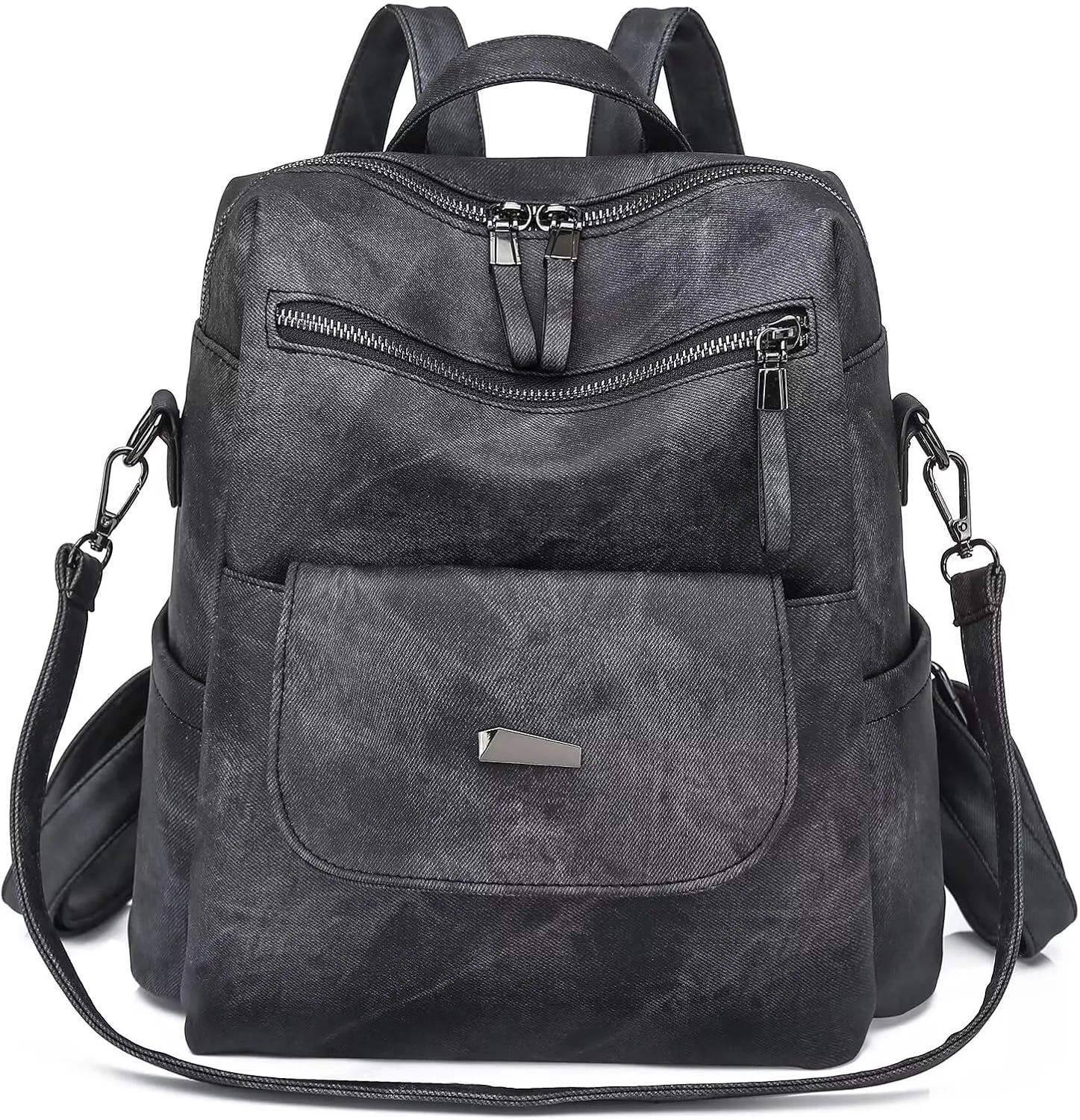 PU Leather Backpack Purse for Women Fashion Multipurpose Design Handbag Ladies Shoulder Bags Travel Backpack Black