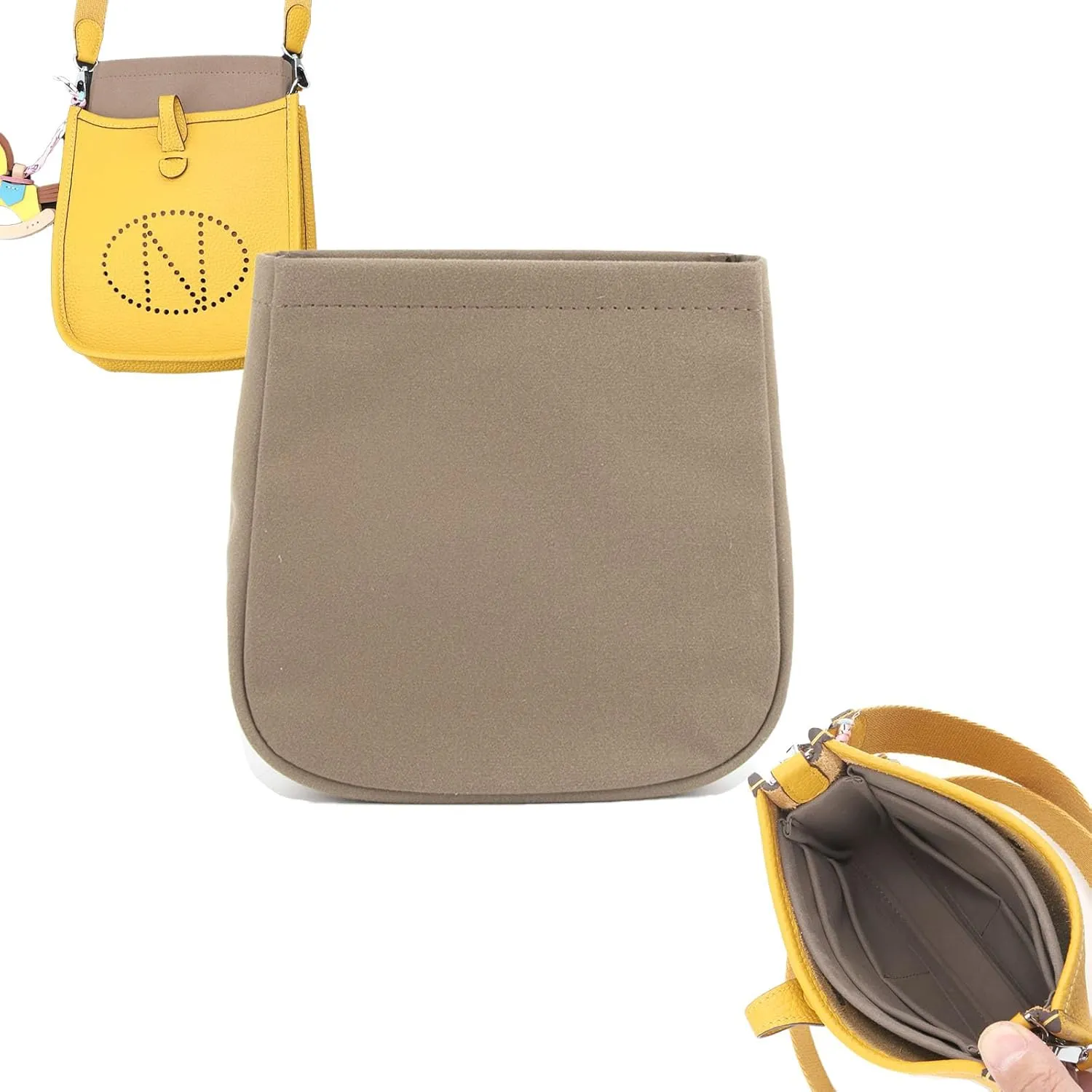 Purse Insert Organizer for Evelyne 16, Bag Insert Compatible with Hermes Evelyne TPM, Mini Evelyne Organizer Handbag Liner (Gray, Evelyne 16 TPM)