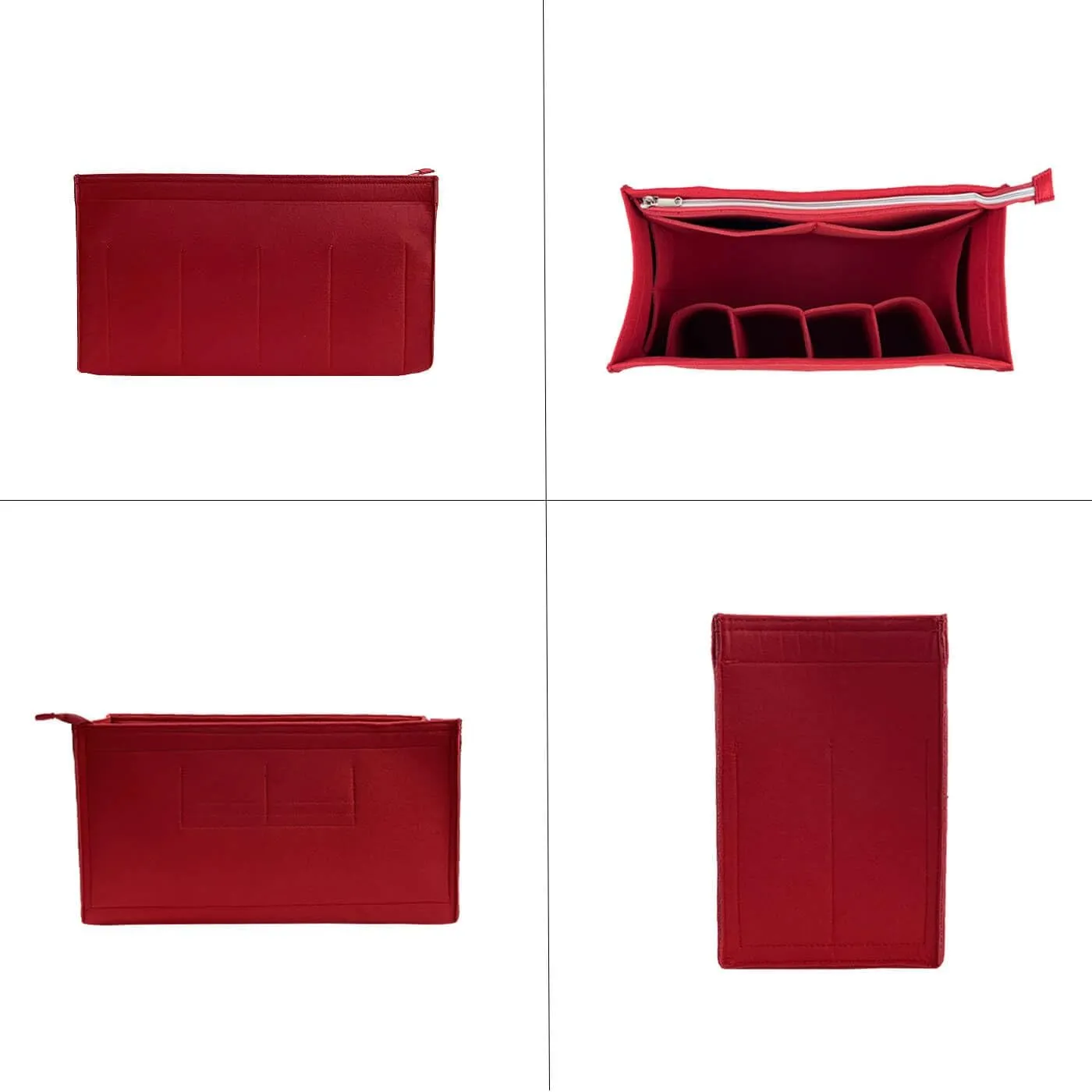Purse Organizer Compatible with Telfar Bag Large, Tote Bags Organizer Insert with Silver Zipper Pouch, 3MM Premium Felt Insert for Handbag, Sturdy and Durable (For Telfar Large Shopping Bag, Red)