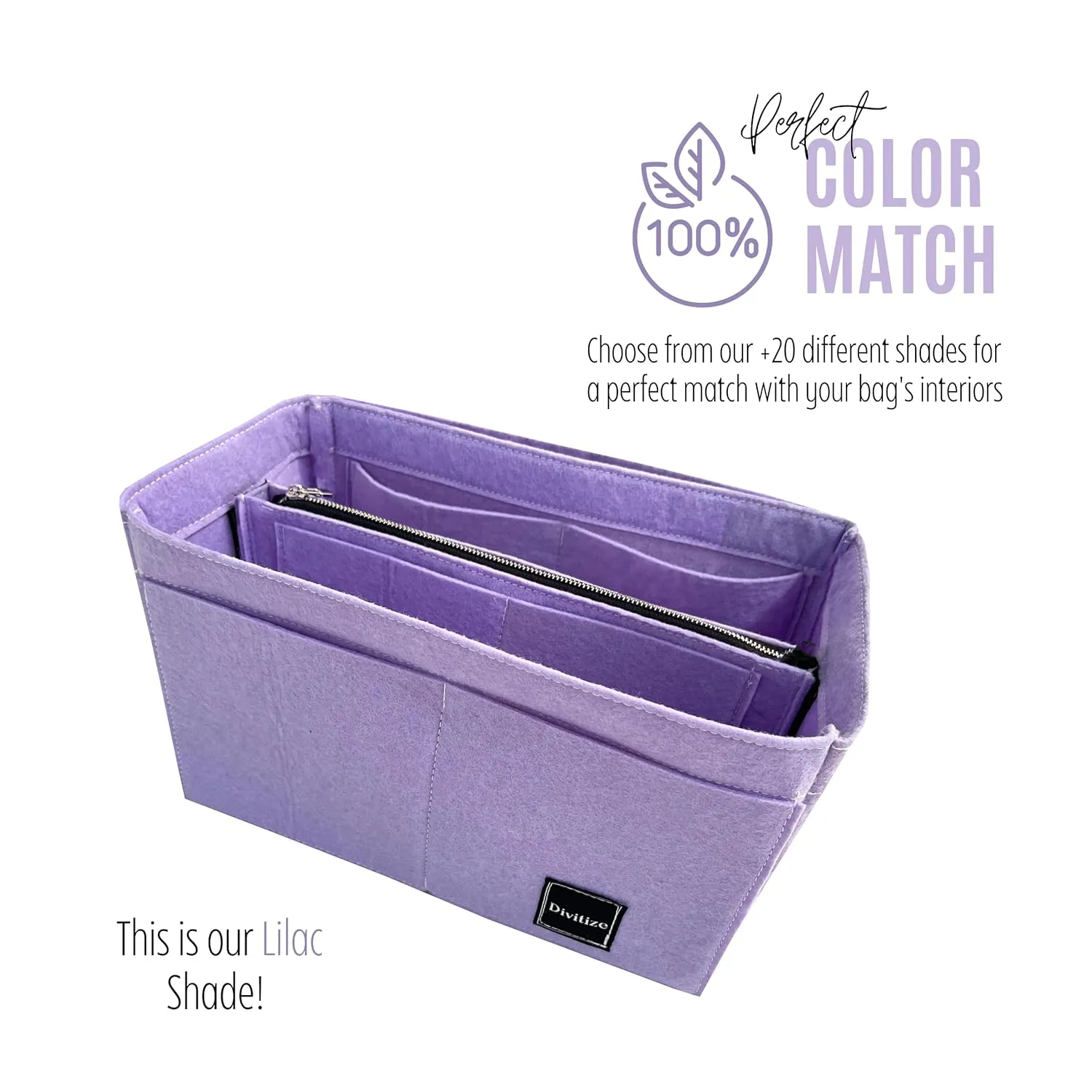 Purse Organizer for Graceful MM Organizer, Lv Graceful PM Organizer, Lv Graceful MM Purse Organizer, Handmade 2mm Premium Felt Snug Sturdy Gold Zipper (For Graceful MM, Geyser Blue)