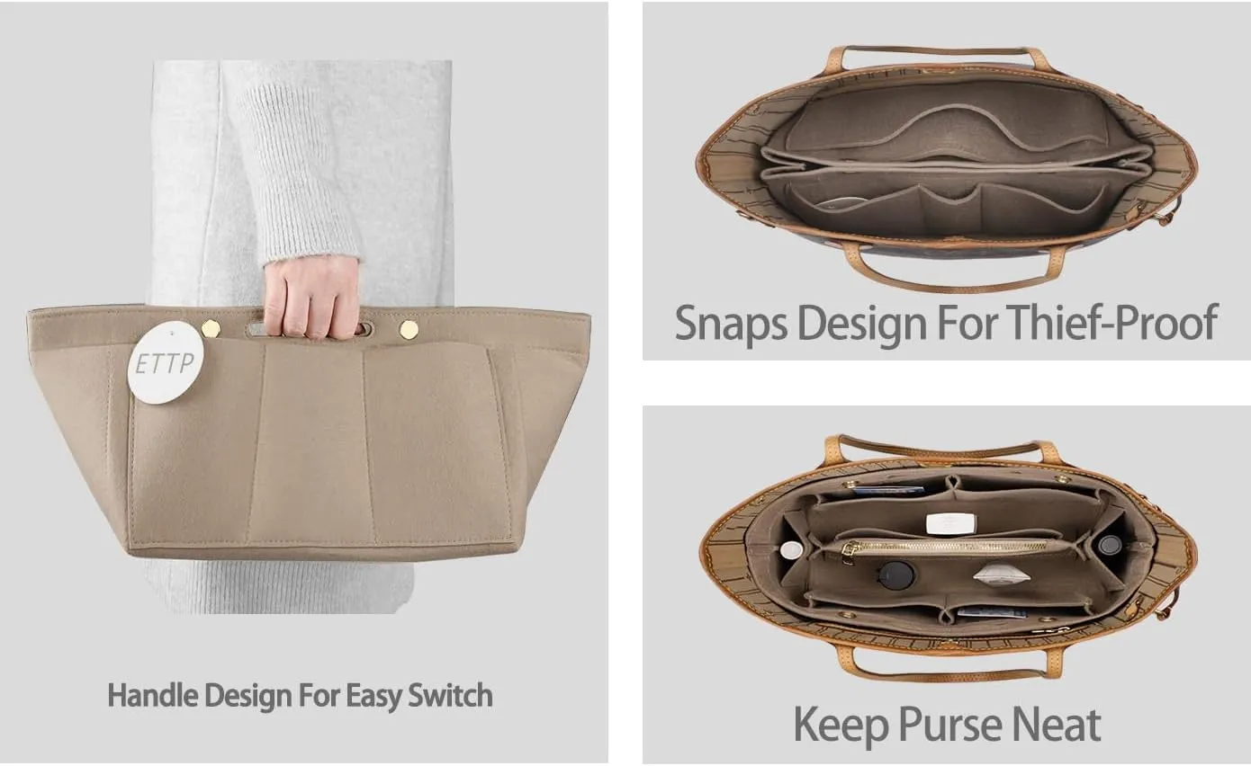 Purse Organizer Insert For Handbags, Tote Bag Organizer Insert Compatible with Neverful gracefull onthego and more (Beige, XX-Large)