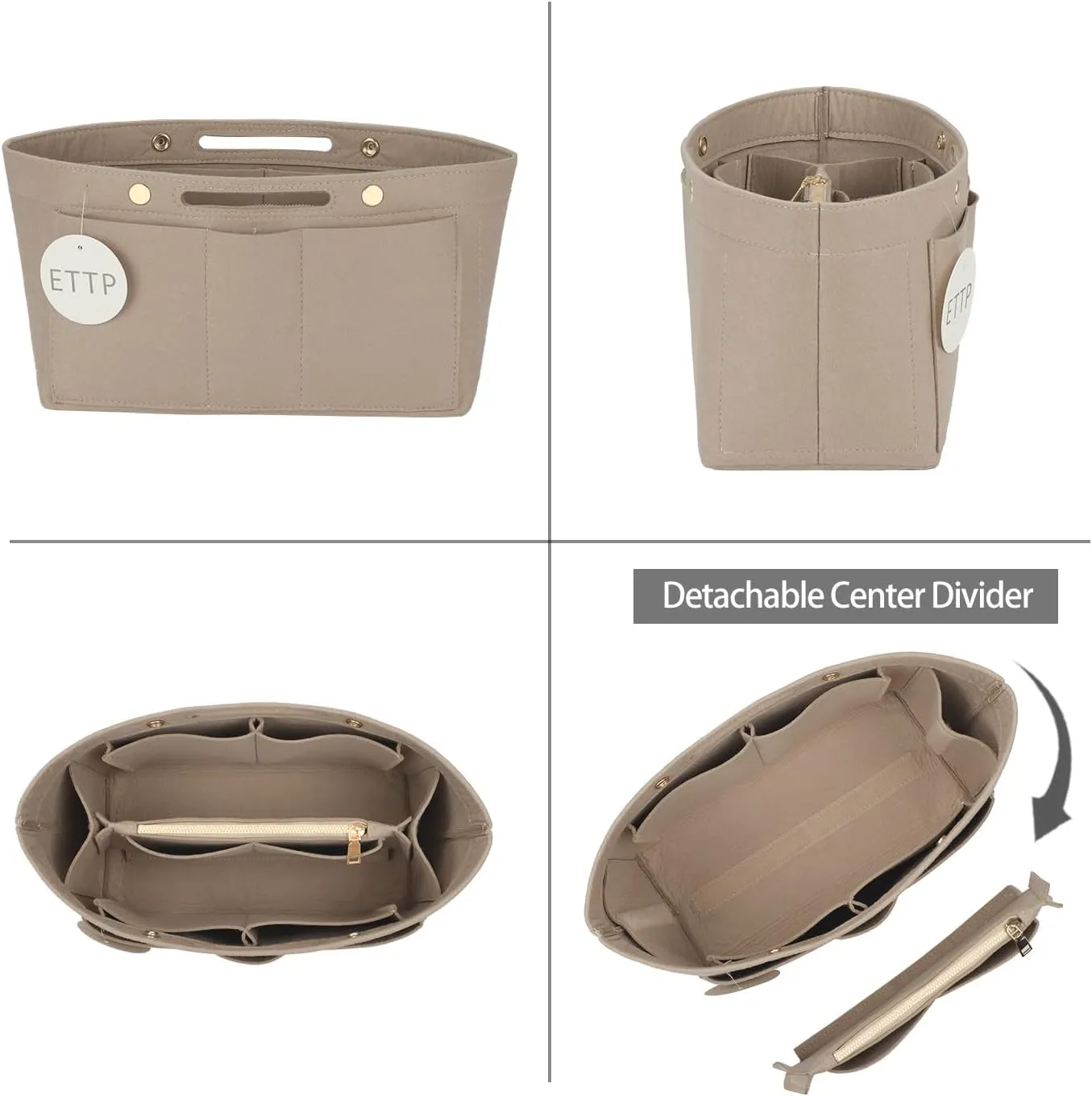 Purse Organizer Insert For Handbags, Tote Bag Organizer Insert Compatible with Neverful gracefull onthego and more (Beige, XX-Large)