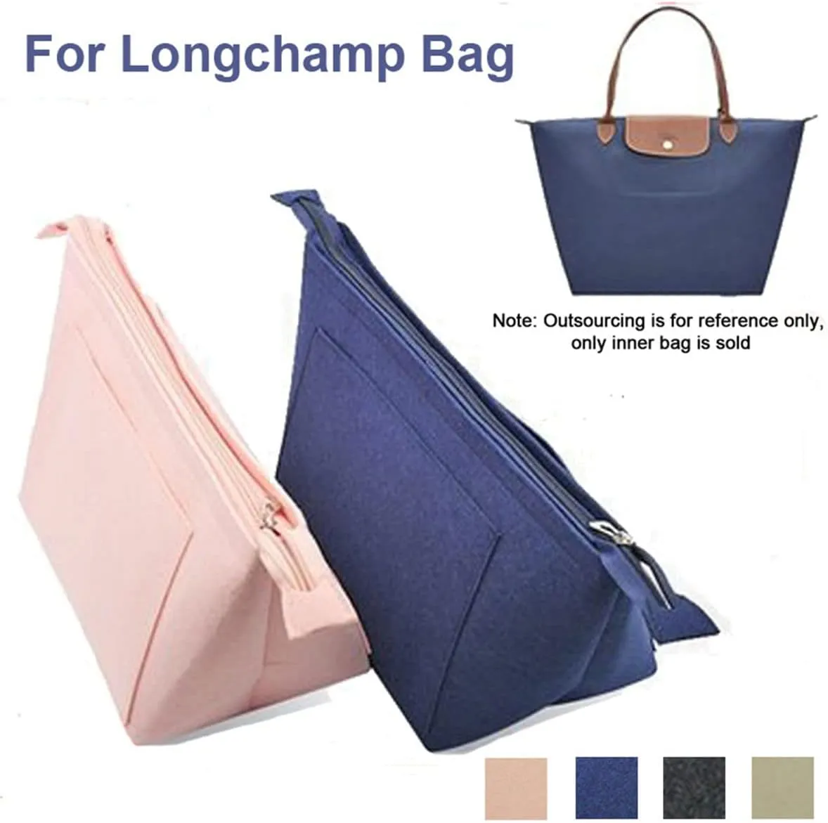 purse Organizer Insert for Longchamp Bag le pliage Nevefull Tote Bag Organizer Y016-pink-L