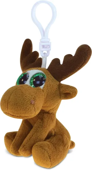 Puzzled DolliBu Moose Plush Big Eyes Keychain Stuffed Animal - Soft Elk Wild Life Animal Charm with Sparkling Big Eyes, Decorative Zoo Plush Toy Accessory & Fun Buddy Clip