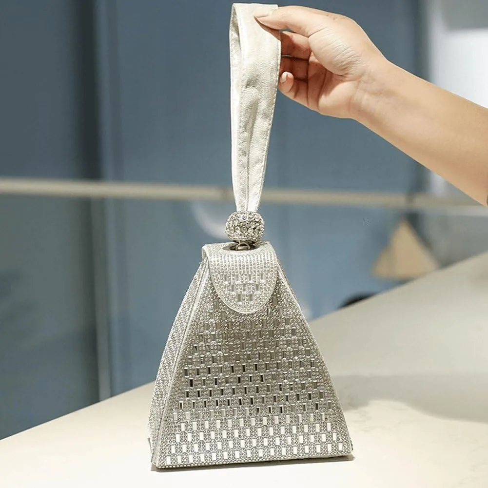 Pyramid Shape Rhinestones Luxury Evening Bags Fashion Evening Handbag Purse Cocktail Engagement Triangle Bag For Party Night