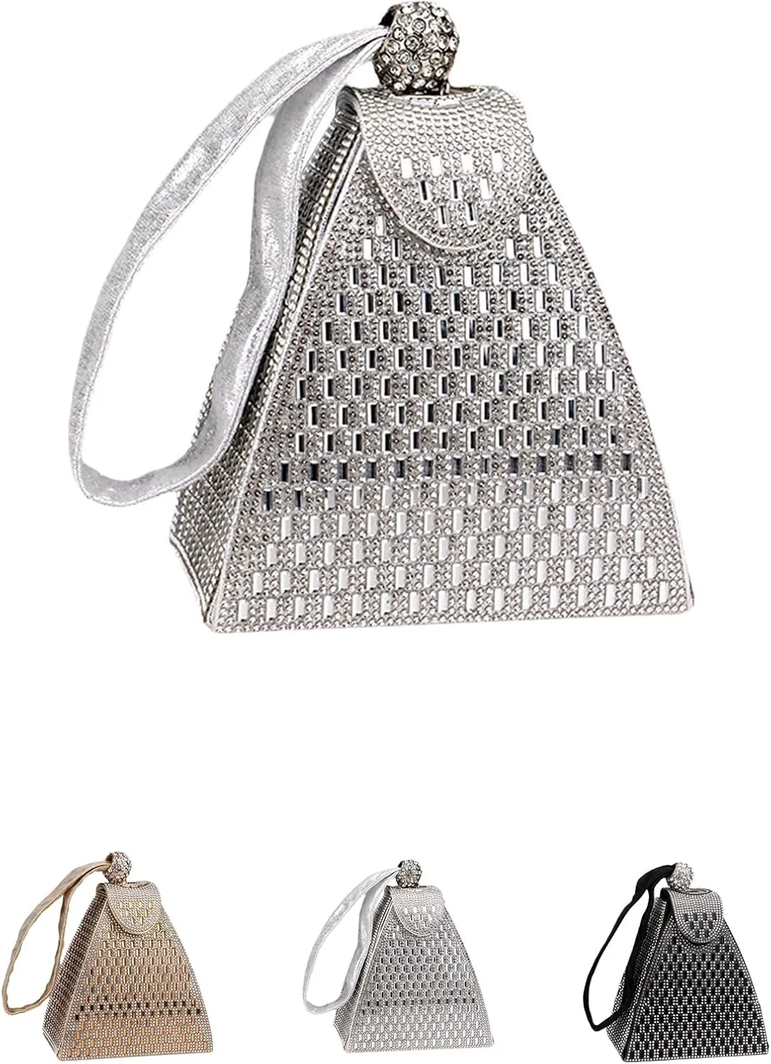 Pyramid Shape Rhinestones Luxury Evening Bags Fashion Evening Handbag Purse Cocktail Engagement Triangle Bag For Party Night
