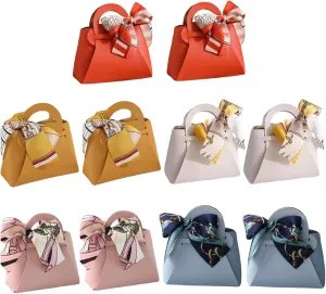 qczoyp Leather Gift Bags with Handles: 10Pcs Party Favor Bags with Ribbon, Reusable Mini Gift Bags for Birthdays, Baby Shower,Weddings,Party Favor, Holiday Presents
