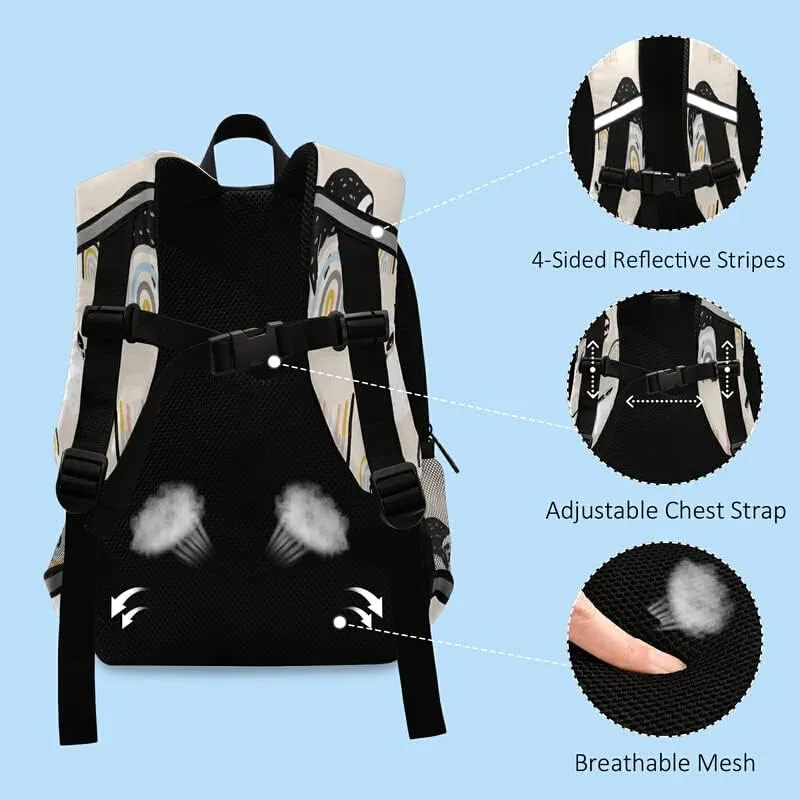 QUGRL Funny Sloths Kids Toddler Backpack with Leash Harness Rainbows Childish Kindergarten Child Schoolbag Preschool Nursery Baby Travel Bag for Boys Girls 3-8 Years