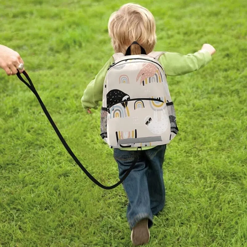 QUGRL Funny Sloths Kids Toddler Backpack with Leash Harness Rainbows Childish Kindergarten Child Schoolbag Preschool Nursery Baby Travel Bag for Boys Girls 3-8 Years