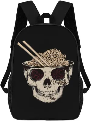 Ramen Brain 17 Inch Travel Backpack Casual Daypacks Computer Shoulder Bag for Work Shopping Unisex