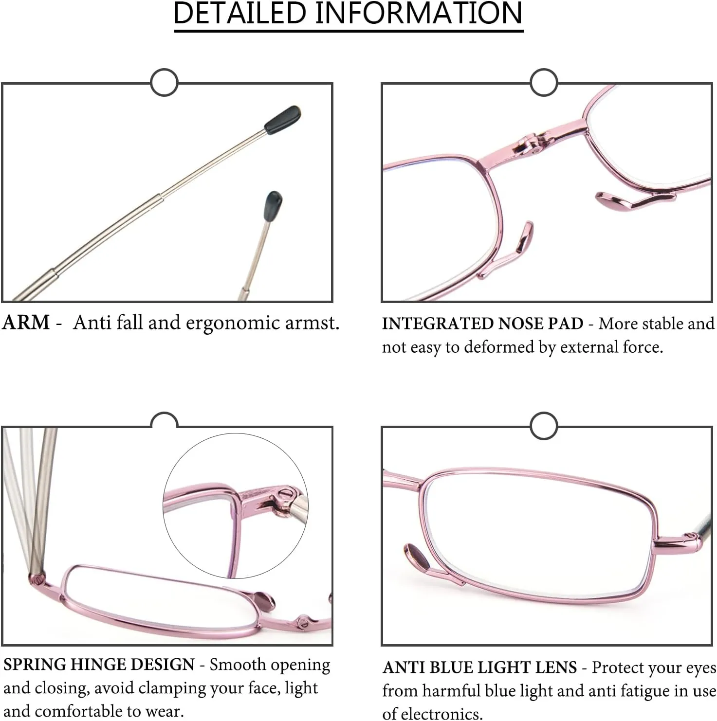 REAVEE 3 Pack Folding Reading Glasses with Keychain Compact Bags for Women Men, Blue Light Blocking Spring Hinge Portable Pocket Readers, Red Pink and Purple 1.0