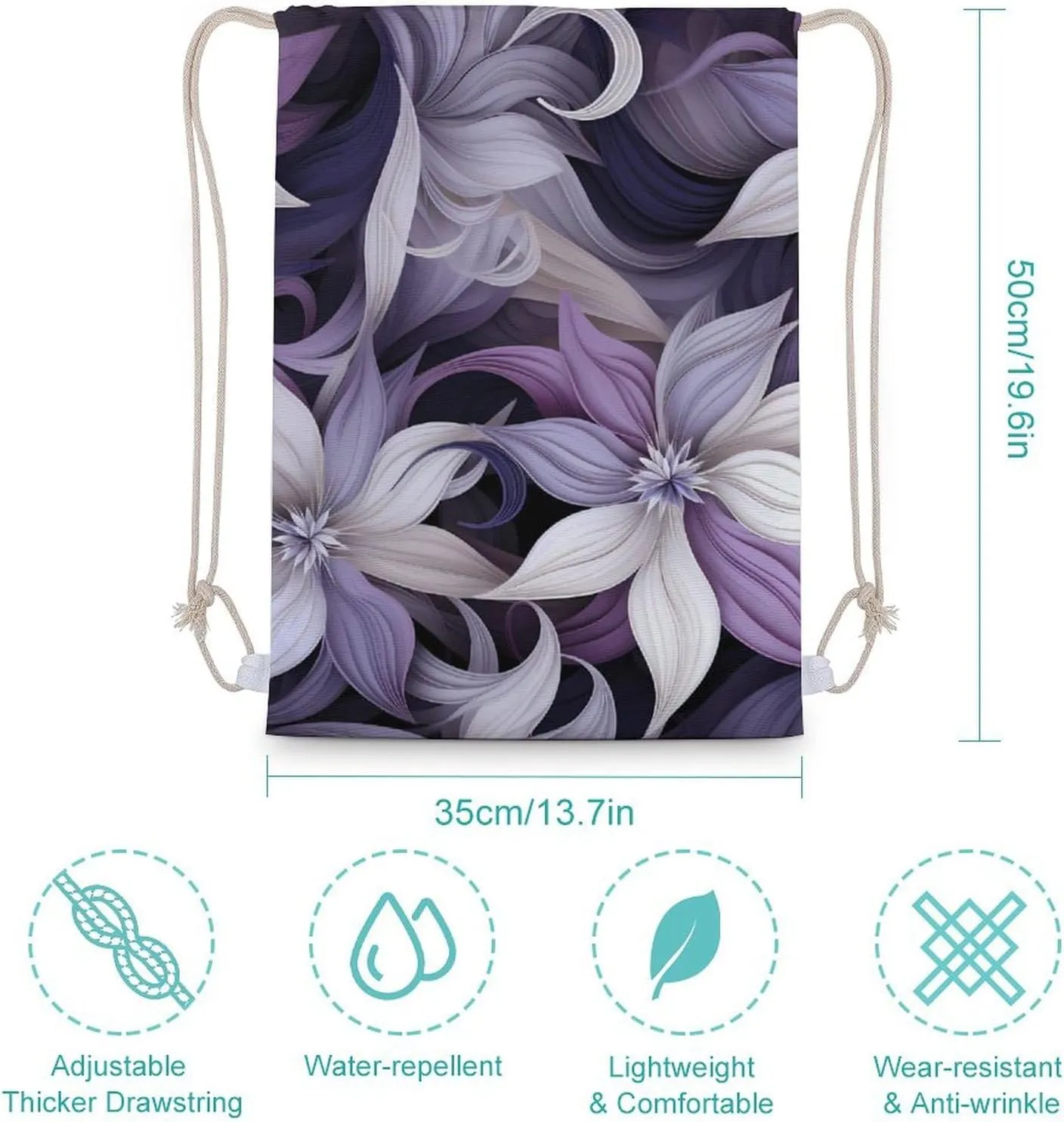 Redbud Purple Flower Plant Drawstring Backpack Durable Canvas Sport Sackpack Gym Bags for Men Women 35x50cm