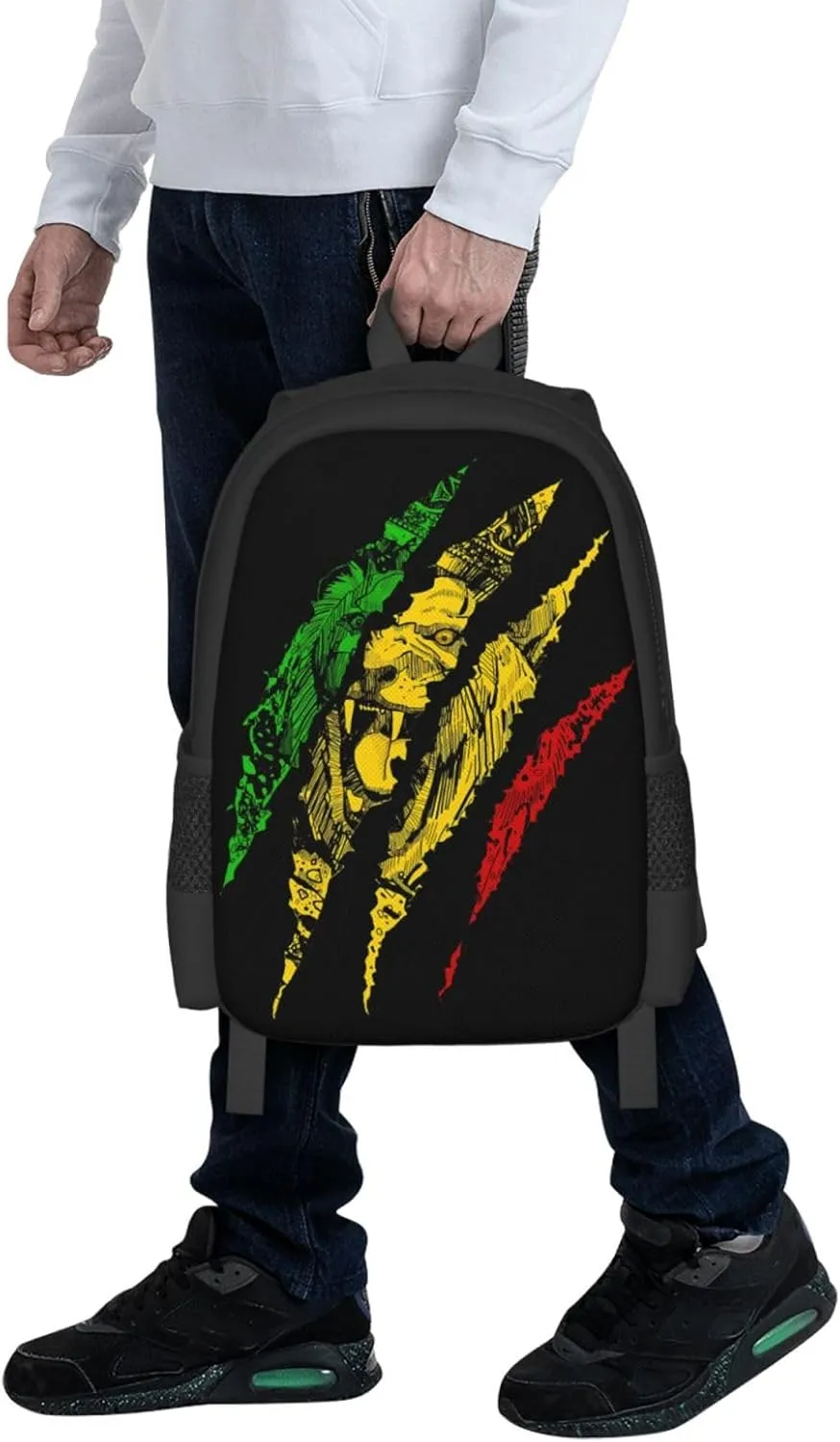 Reggae Lion Jamaica Flag Casual Backpacks Large Capacity Backpack Laptop Rucksack Sport Daypack Commuter Bags with Adjustable Strap for Traveling Camping