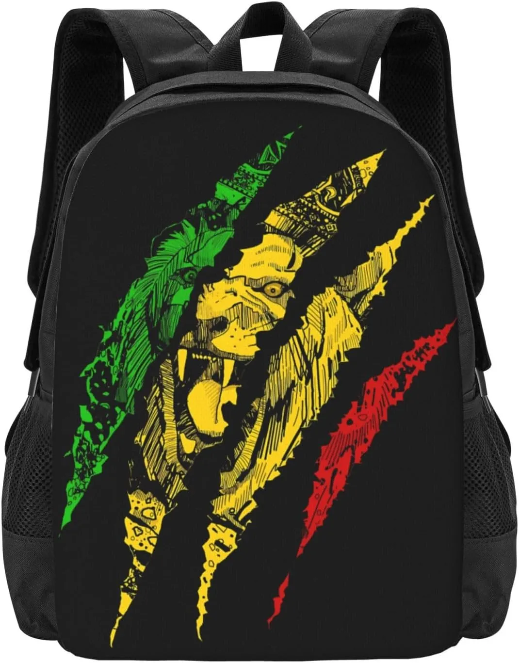 Reggae Lion Jamaica Flag Casual Backpacks Large Capacity Backpack Laptop Rucksack Sport Daypack Commuter Bags with Adjustable Strap for Traveling Camping