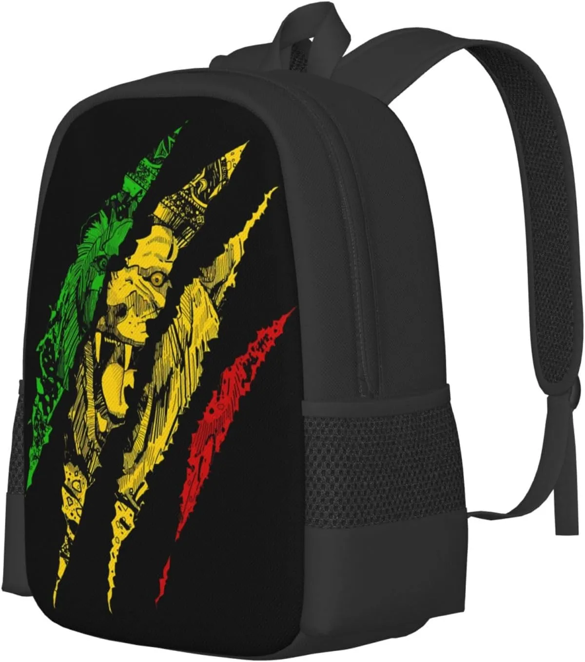 Reggae Lion Jamaica Flag Casual Backpacks Large Capacity Backpack Laptop Rucksack Sport Daypack Commuter Bags with Adjustable Strap for Traveling Camping