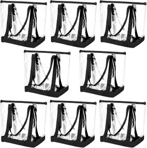Reginary 8 Pieces Clear Tote Bags Shoulder Handbag Security Approved See Through Bag with Zipper Closure for Travel Work