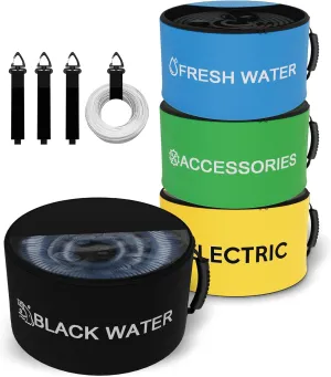 RETRUE RV Hose Storage Bag, 4 Pack Waterproof RV Hose Bags with Zipper Closing, Camper and RV Accessories Bag, Fresh Water Hoses, Electrical Cords, Camper Tools Accessories