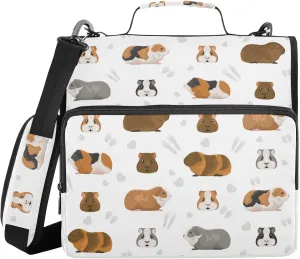 Rex Guinea Pig Zipper Binder with Shoulder Strap Trapper Keeper 3 Ring Binder Organizer Large Capacity Multiple Compartments for School Office