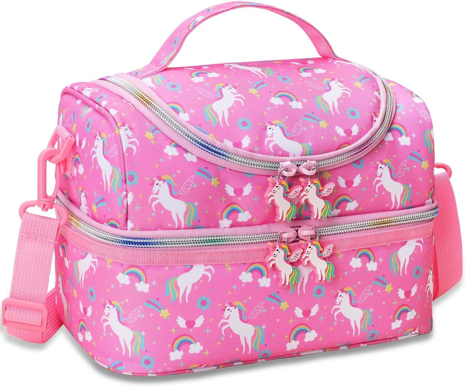 RHCPFOVR Kids Lunch Bag - Double Decker Cooler Insulated Lunch Box for Boys Girls,Washable Lunch Bag and Reusable Toddler Lunchbox for School and Daycare