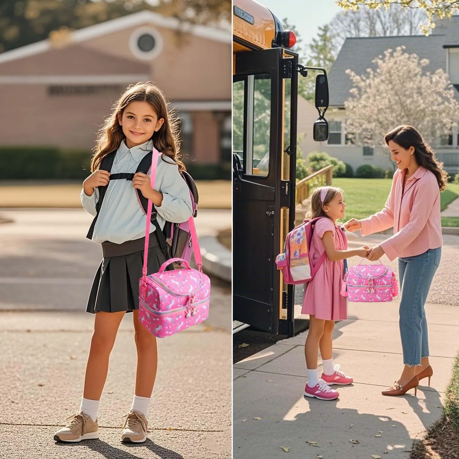 RHCPFOVR Kids Lunch Bag - Double Decker Cooler Insulated Lunch Box for Boys Girls,Washable Lunch Bag and Reusable Toddler Lunchbox for School and Daycare