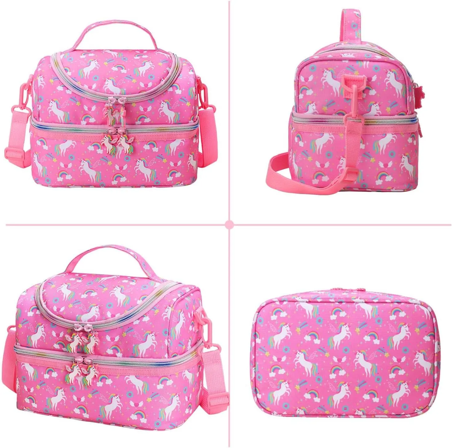 RHCPFOVR Kids Lunch Bag - Double Decker Cooler Insulated Lunch Box for Boys Girls,Washable Lunch Bag and Reusable Toddler Lunchbox for School and Daycare