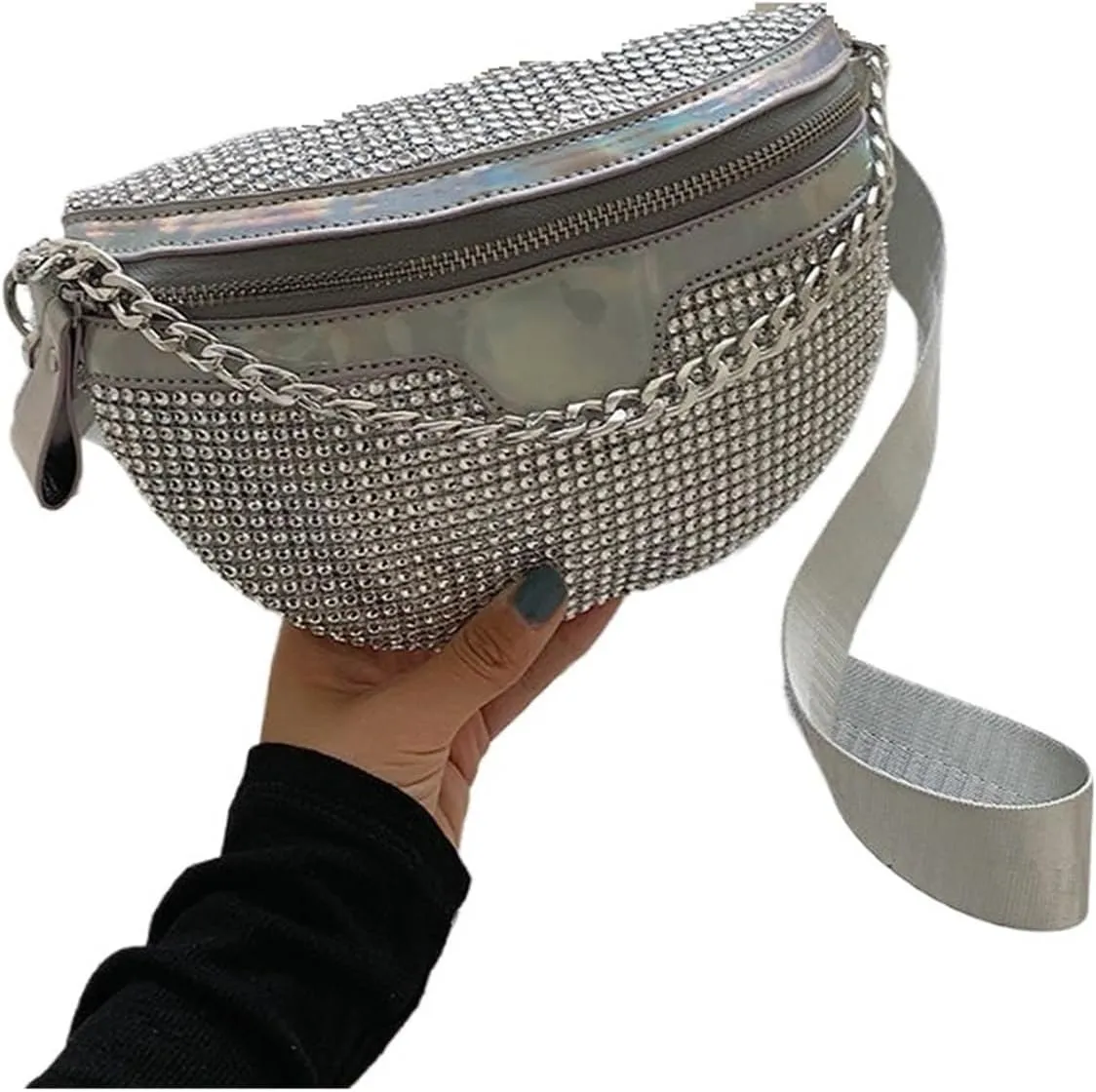 Rhinestone Bags Women Crossbody Bag Diamond Female Shoulder Bag Shiny Rhinestone Chest Bag For Ladies Waist Pack And Purses Small Wallet