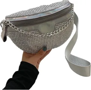 Rhinestone Bags Women Crossbody Bag Diamond Female Shoulder Bag Shiny Rhinestone Chest Bag For Ladies Waist Pack And Purses Small Wallet