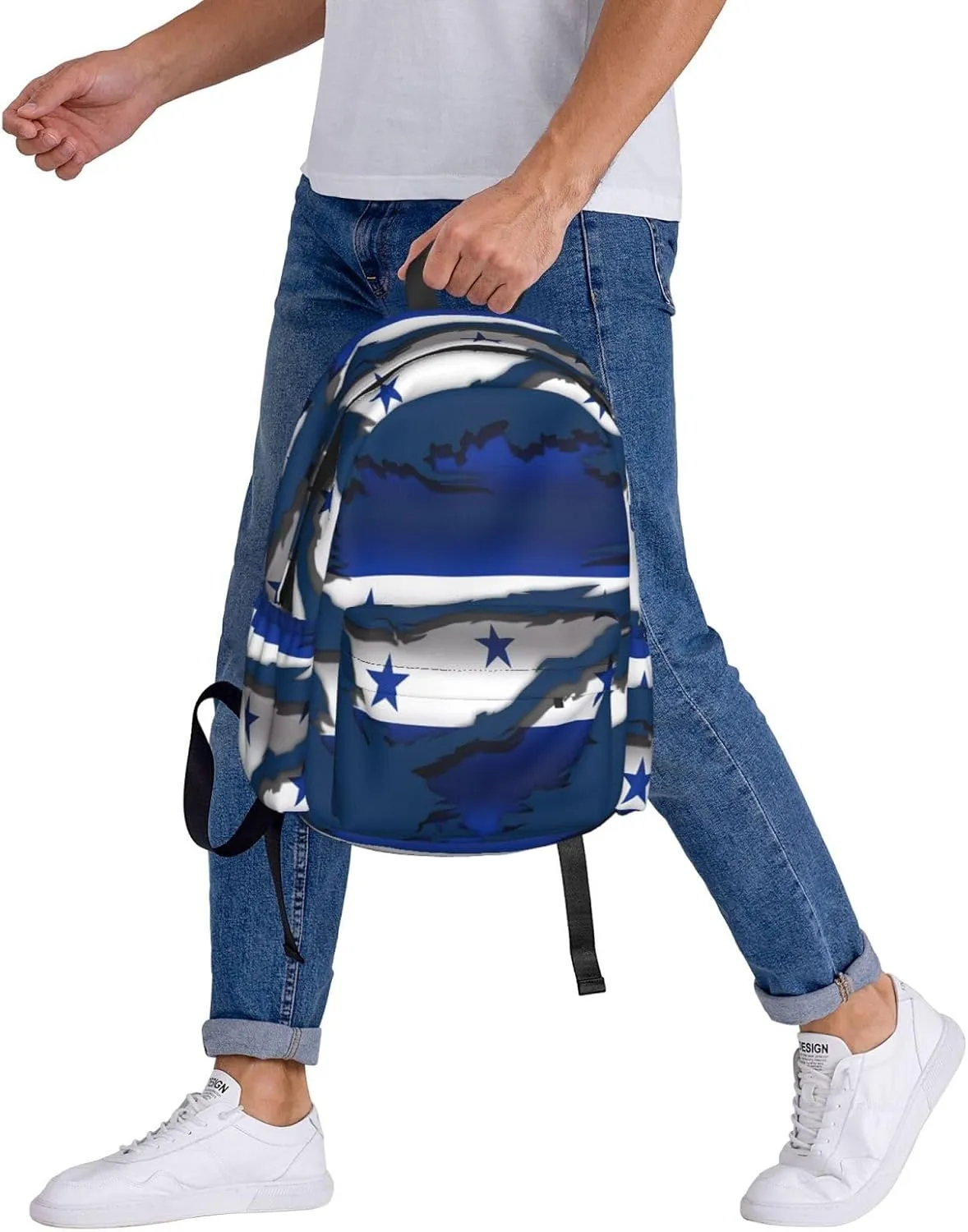 Ripped Honduras Flag Backpack Large Capacity Backpack Lightweight Double Shoulder Bag For Women Men Travel