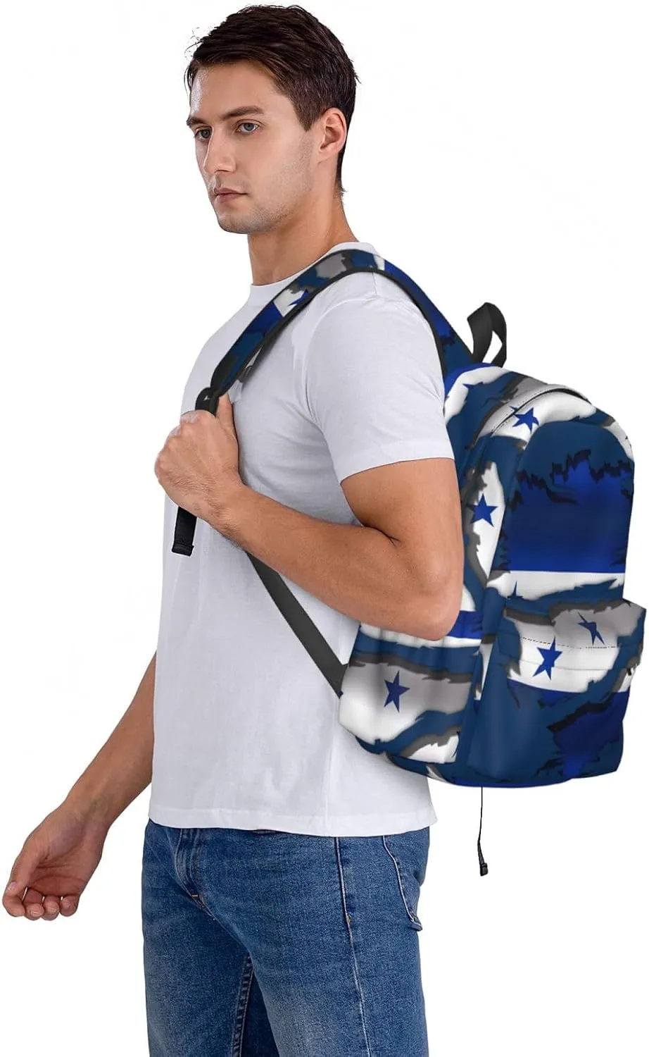 Ripped Honduras Flag Backpack Large Capacity Backpack Lightweight Double Shoulder Bag For Women Men Travel