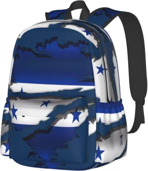 Ripped Honduras Flag Backpack Large Capacity Backpack Lightweight Double Shoulder Bag For Women Men Travel
