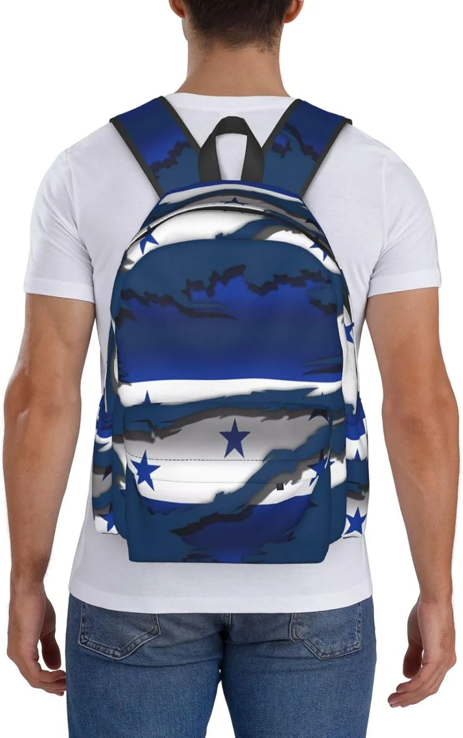 Ripped Honduras Flag Backpack Large Capacity Backpack Lightweight Double Shoulder Bag For Women Men Travel