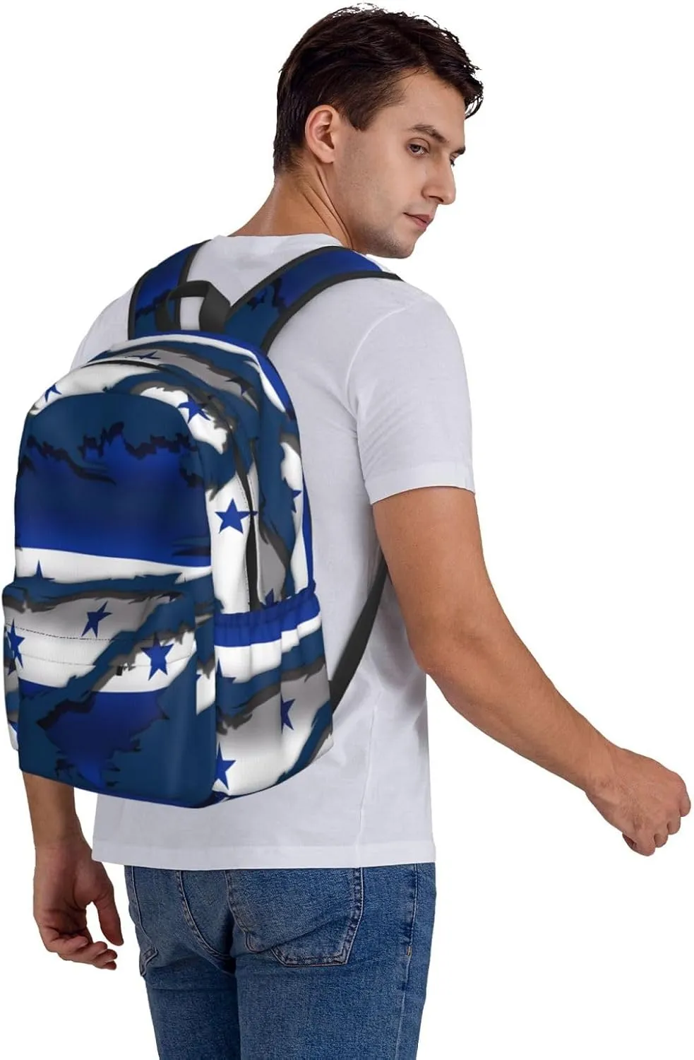 Ripped Honduras Flag Backpack Large Capacity Backpack Lightweight Double Shoulder Bag For Women Men Travel