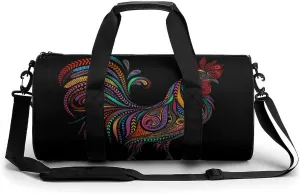 Roosters Duffelbag Zipper Tote Bag Cylindrical Duffelbags Picnic Bags Gym Satchel Durable Handbag Sports Duffel Bags 17.7in/9in/9in