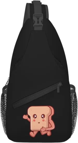 Running Cartoon Bread Crossbody Bags For Women Men Chest Backpack Gym Shoulder Bag Travel Outdoor Sports Casual Crossbody Bags