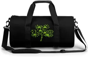 Saint Patrick's Day Clover Gym Bag for Men Women Cylindrical Gym Duffle Bags Travel Sports Carryon Gymbag 17.7in/9in/9in