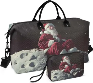 Santa Claus Moon Duffel Bag for Travel Gym Sport, Weekender Travel Bags Carry on Overnight Bag