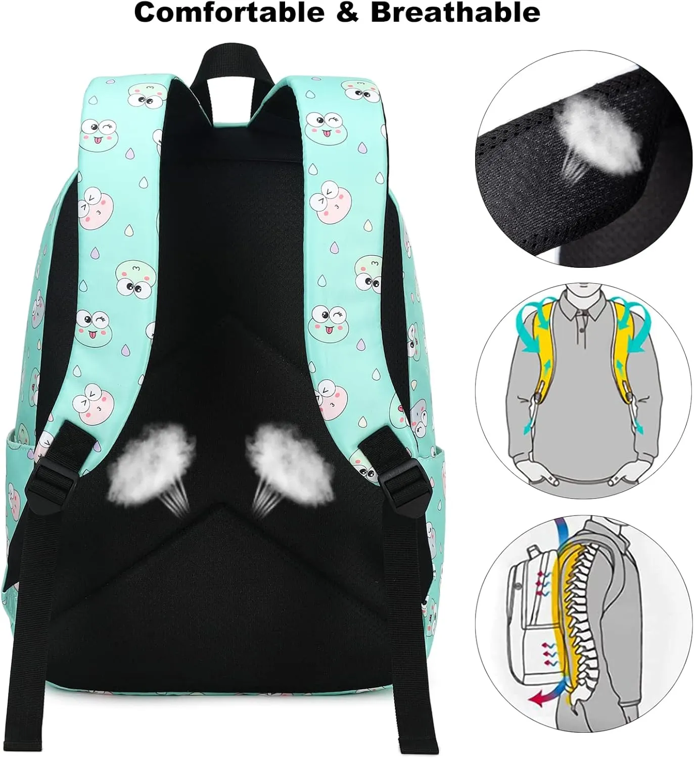 School Backpack for Girls, Kids Teens School Bags Bookbags Set with Lunch Bag Pencil Bag