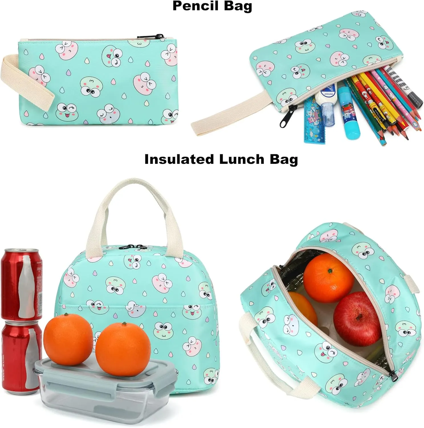 School Backpack for Girls, Kids Teens School Bags Bookbags Set with Lunch Bag Pencil Bag
