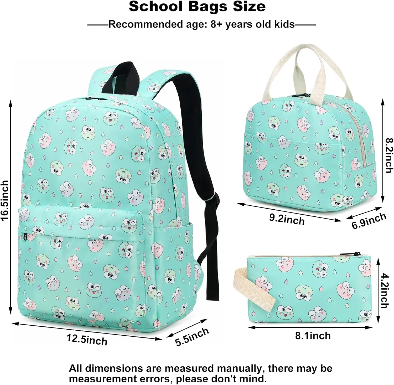 School Backpack for Girls, Kids Teens School Bags Bookbags Set with Lunch Bag Pencil Bag