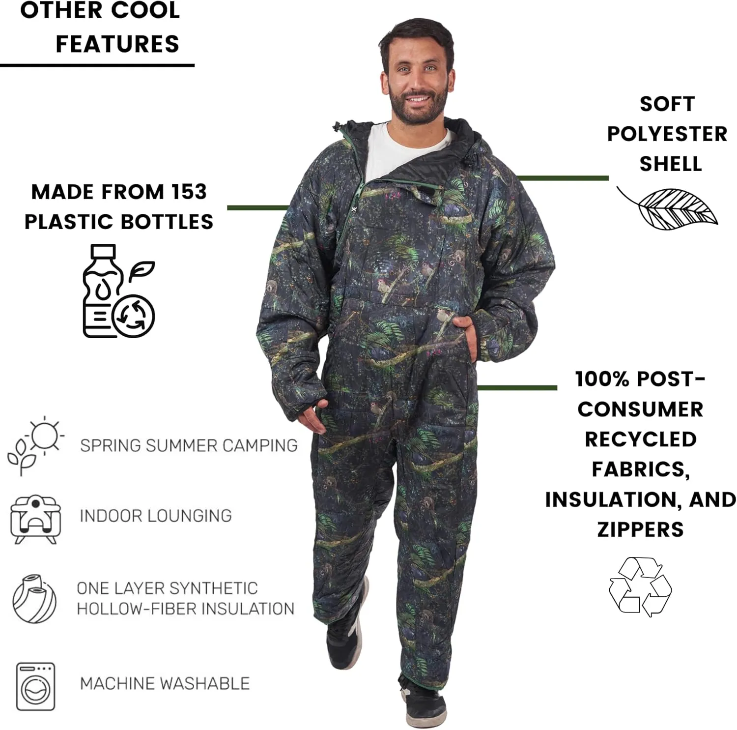 Selk'bag Lite Wearable Sleeping Bag - Outdoor and Indoor Sleeping Bags for Camping, Hiking, Travel, and Backpacking w/ Stuff Sack - Lightweight Sleeping Bag Suit - Temp Rating 48-55 degrees F