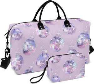 senya Weekender Bags Travel Duffel Gym Bag Lavender Sparkling Disco Balls Carry on Overnight Tote Bag with Toiletry Bag for Airplane Travel Trip Gym Yoga, g366809440p1006c1071s2442