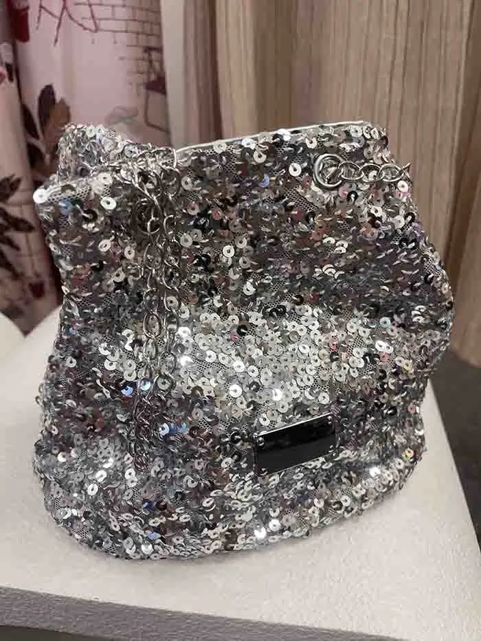 Sequin Pouch Bag - Silver