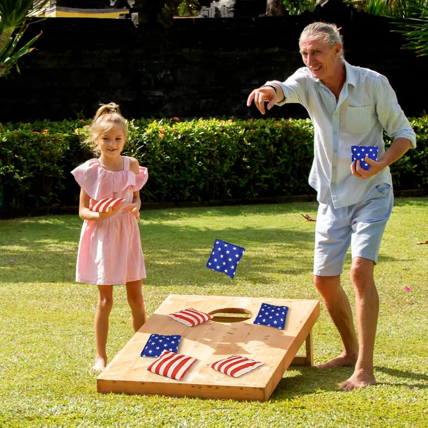 Set of 8 Regulation Cornhole Bags Double Sided, Weather Resistant Bean Bags for Cornhole Toss Game, Corn Hole Beans Bags with Tote Bag