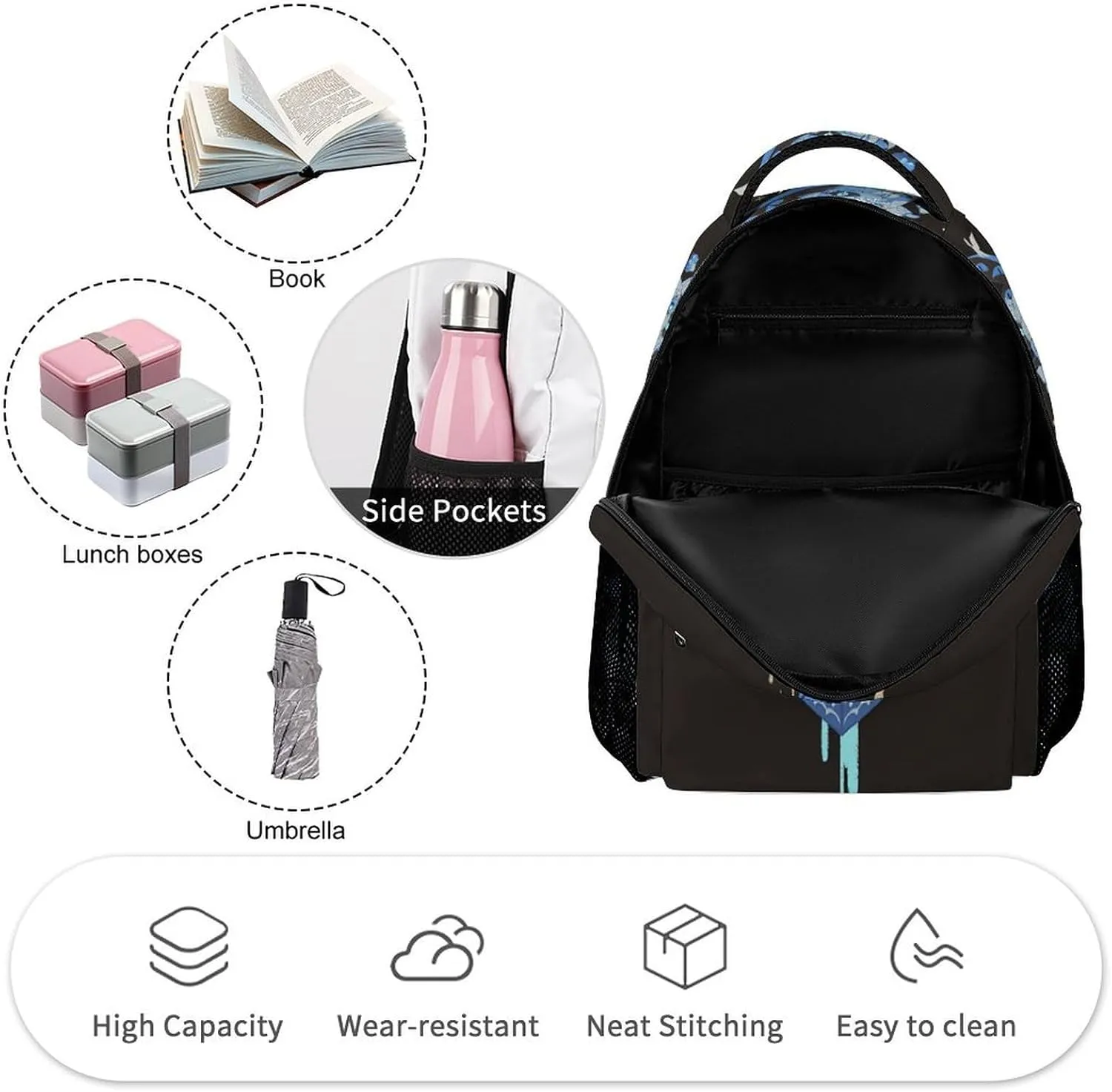 sha_dow Blue milk Backpack Large Capacity Laptop Bags Lightweight Multifunction Daypack for Daily/Work/Sport