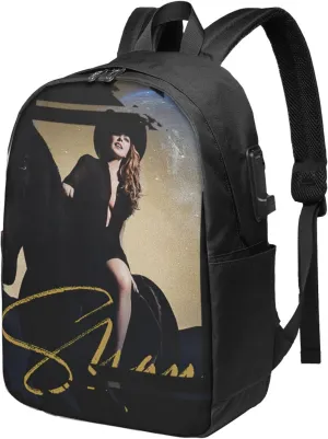 Shania Great Artist Twain Laptop Backpack Gym Bags Business Backpack Portable Travel Bags Unisex Adult Casual Daypack for Fitness Computer Bag with Usb Charging Port