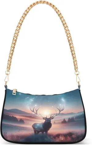 Shoulder Bags for Women Sparkling Elk Hobo Tote Handbag Small Clutch Purse with Zipper Closure
